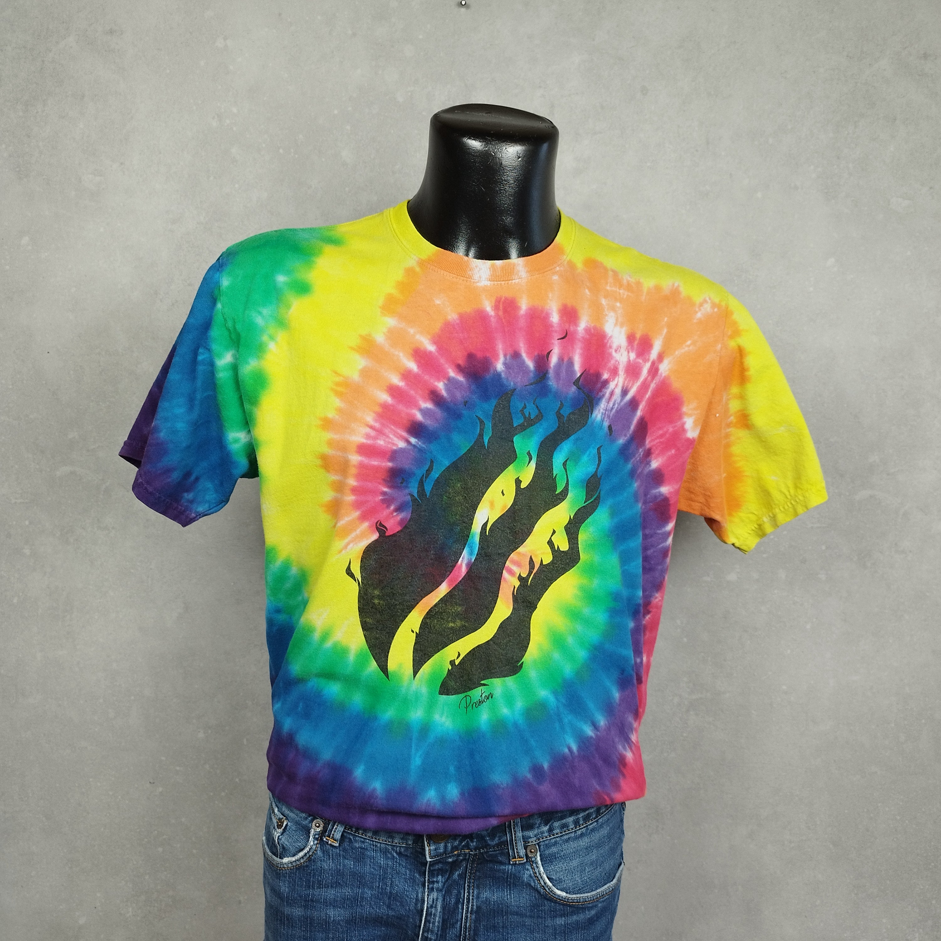 T-shirt tie-dye, flamme, PrestonPlayz taille M, vintage collector