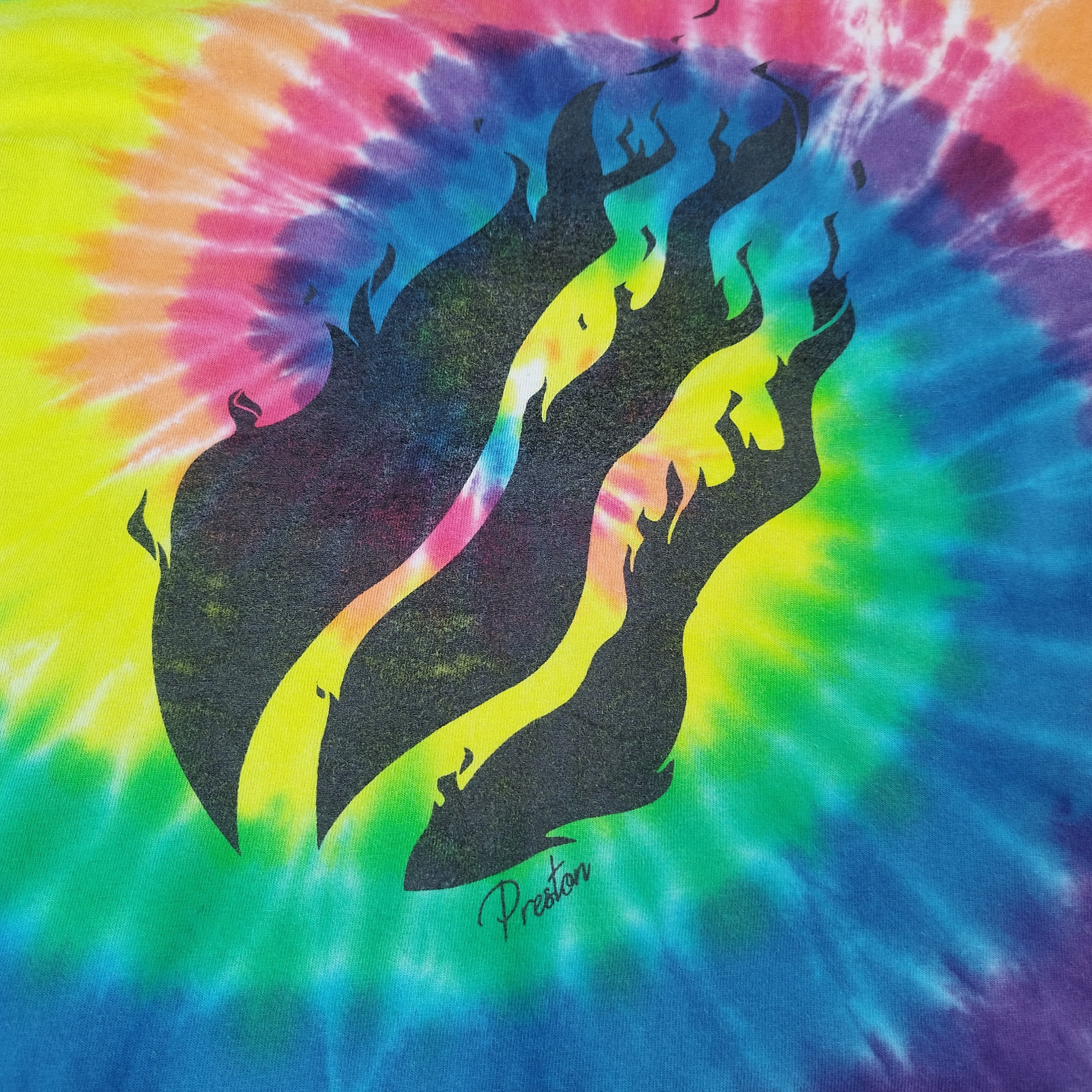 T-shirt tie-dye, flamme, PrestonPlayz taille M, vintage collector