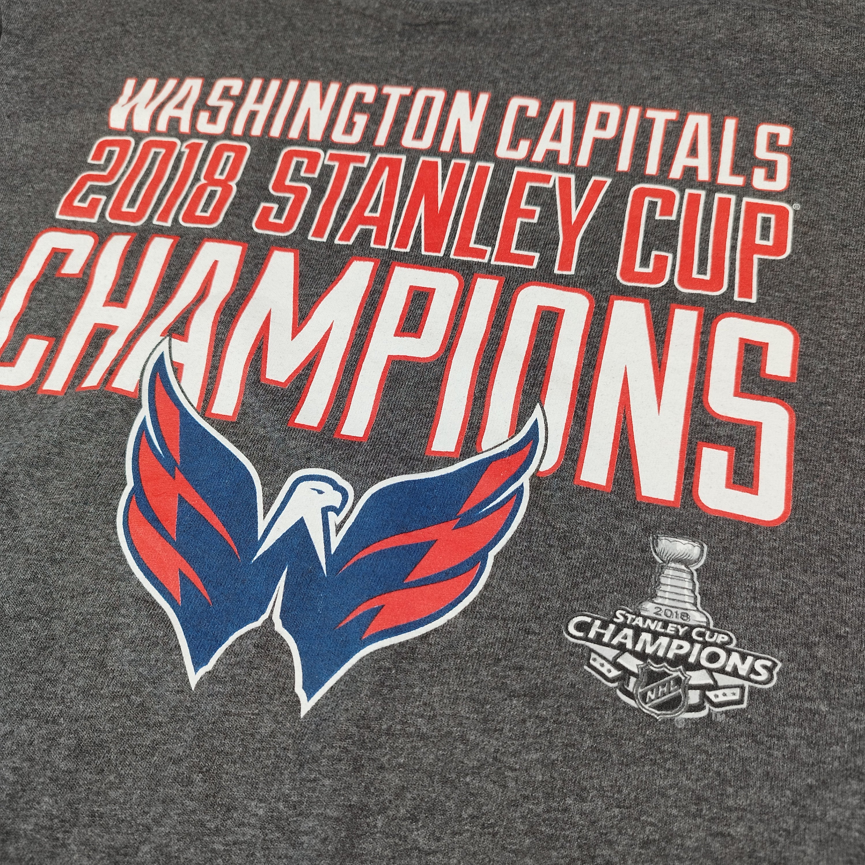 T-shirt US gris Champion Stanley Cup, Hockey sur glace 2018 Vintage Collector taille L
